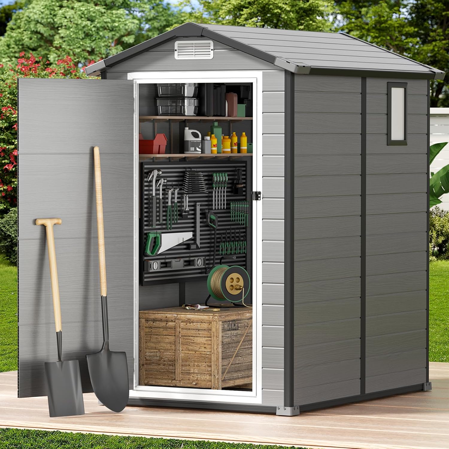 Outdoor Storage Shed with Floo - Garden Tools ulasan dan harga