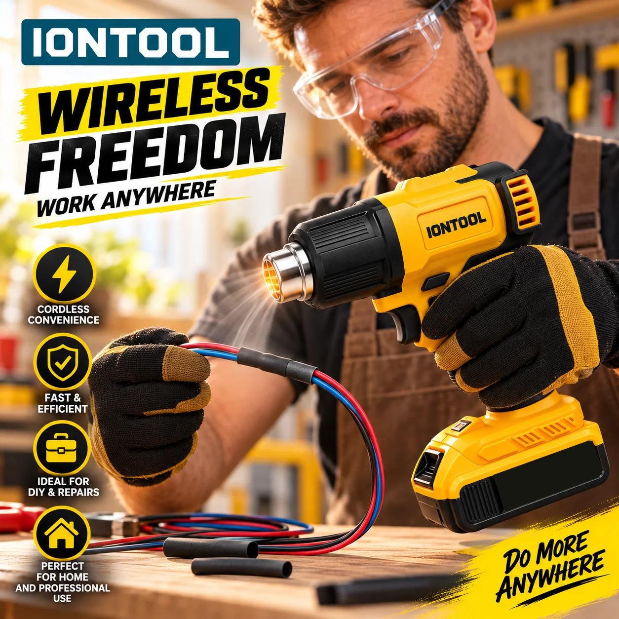 IONTOOL Yellow 550℃ Fast Heati - Cordless Heat Gun For Shrink Tubing ulasan dan harga